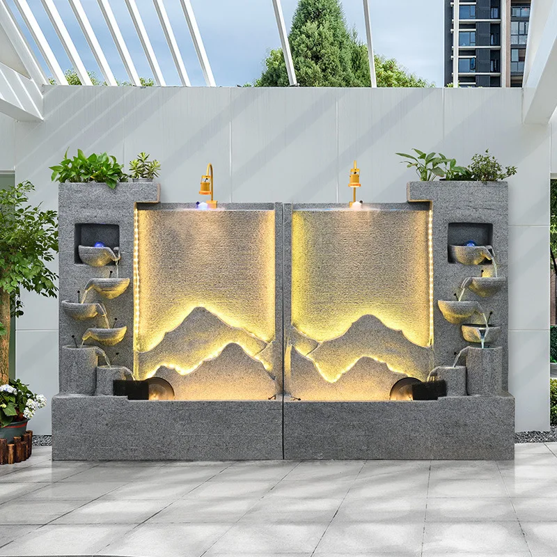 

Rockery Water Curtain Wall Flowing Water Wall Screen Company Hotel Background Wall Outdoor Villa Courtyard Landscape