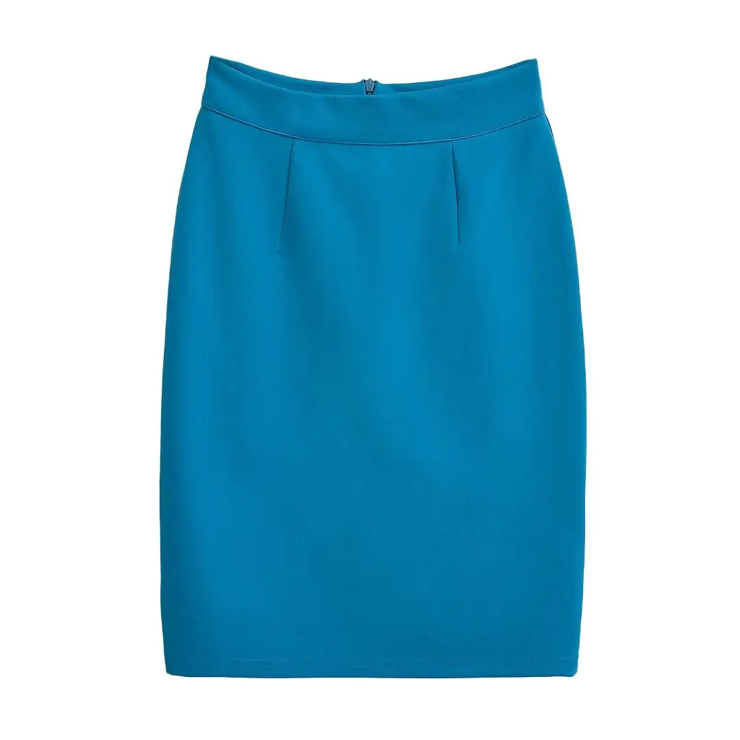 

High Waist Slip-On Commuter Anti-Light Skirt Women Ele Slimming Skirts Busin Casual Color A-Line Skirts