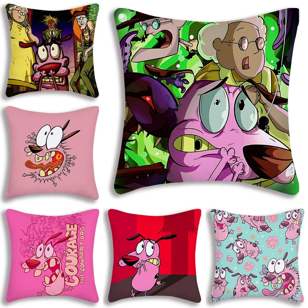 Cartoon C-COURAGE Pillow Covers Cartoon Sofa Decorative Home Double-sided Printing Short Plush Cute Cushion Cover C-Cowardly Dog