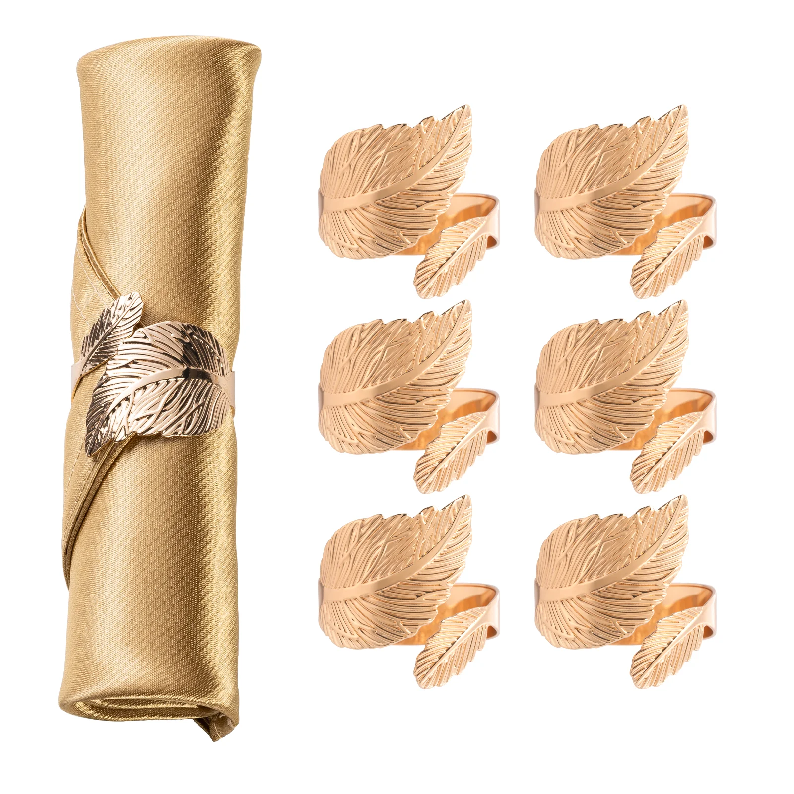 

1/6Pcs Ramadan Cuff Brushed Gold Napkin Rings Holder Wedding Banquet Metallic Adornment Table Settings Glossy Serviette Buckles