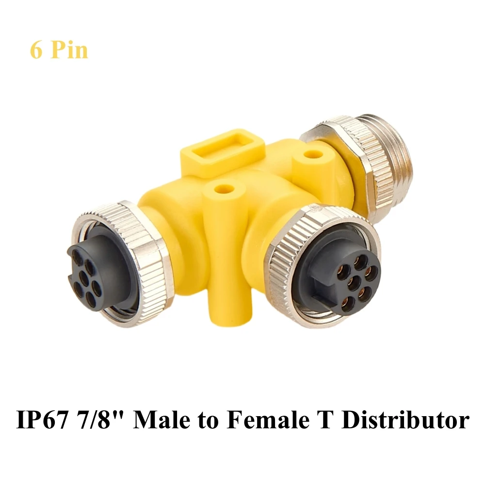 

IP67 Mini-Fast 7/8"-16UNF T Distributor Mini-Change 6 Pole Male to Female Industrial Circular Connector for DeviceNet Profibus