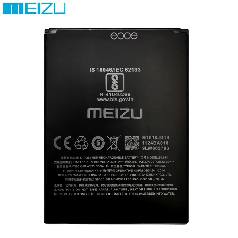 2024 Years 100% Original High Quality 3000mAh BA818 Battery For Meizu C9 pro Mobile Phone Replacement Batteries Bateria