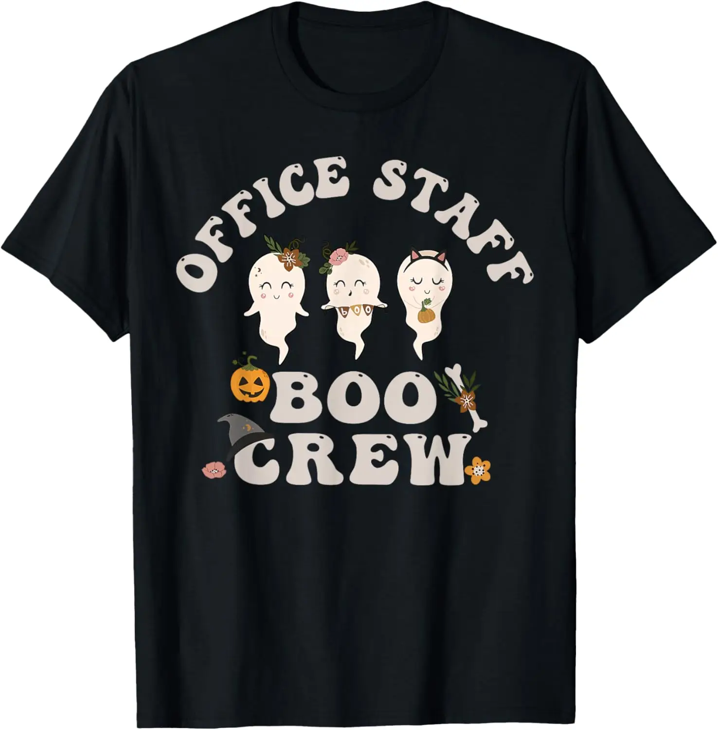 Halloween Office Staff Boo Crew Cute Ghost Fall Office Squad T-Shirt