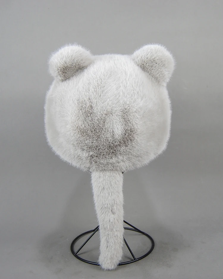 Plüschmütze für Erwachsene, Kinder und Jugendliche, für Pendler, mit Kunstfell-Schwanz, russische Wintermütze, wärmende Baseballkappe, Mützen für Damen. – Detail 11