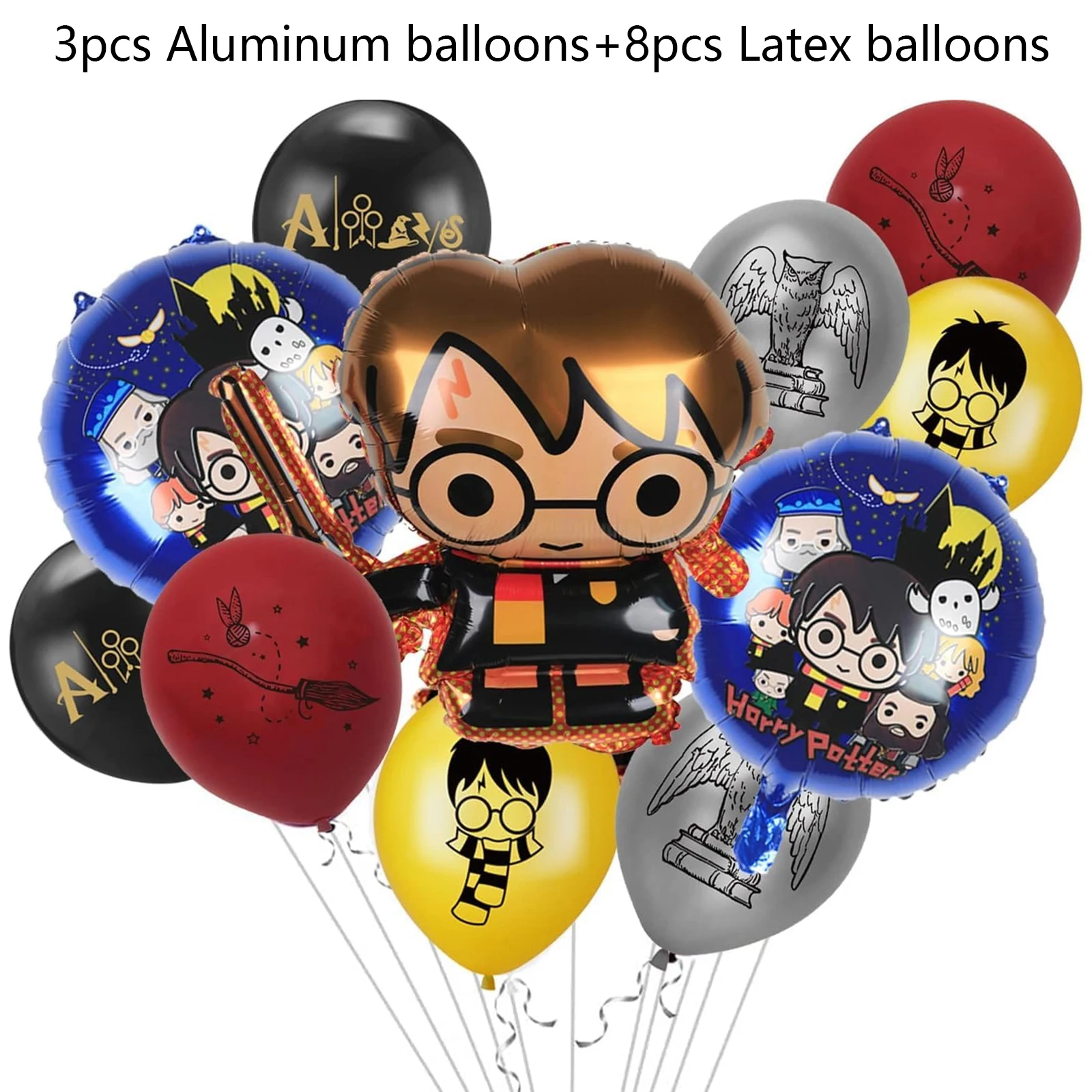 11 Uds. Suministros para fiesta de Harry Potter, globos de aluminio de Harry Potter, decoraciones para fiestas temáticas de Harry Potter. Bola de látex de Harry Potter
