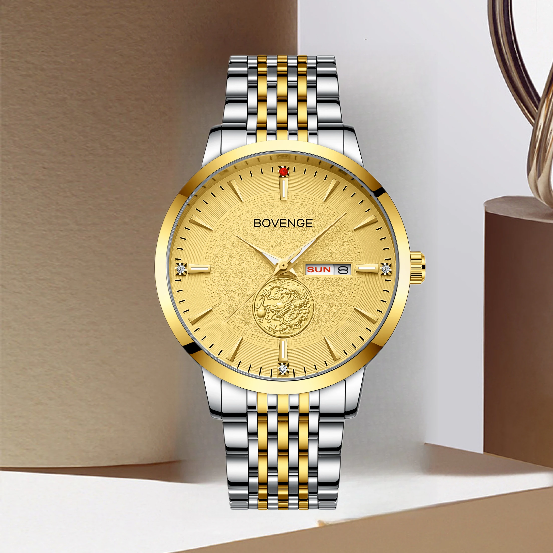 

Простые мужские кварцевые часы с круглой датой, часы из нержавеющей стали, водонепроницаемые часы для пар, наручные часы