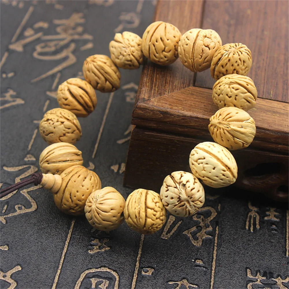 Bracelet tibétain en perles de noix de montagne sauvage naturelle, 15mm, accessoires de méditation bouddhiste, guérison Reiki, breloque porte-bonheur