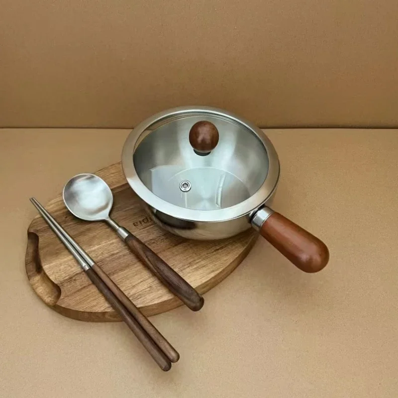 Walnut single handle bowl Uncoated soup bowl Soaking flour yogurt Home salad baked rice bowl with handle