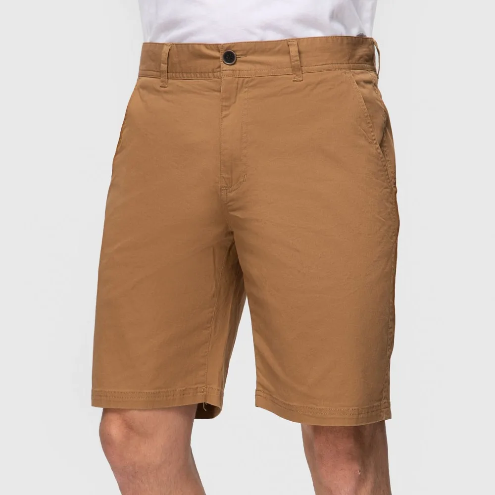 FASHIONSPARK-pantalones cortos de sarga de algodón para hombre, Shorts elásticos chinos de 7 pulgadas, Frente plano, informales, para Golf y trabajo