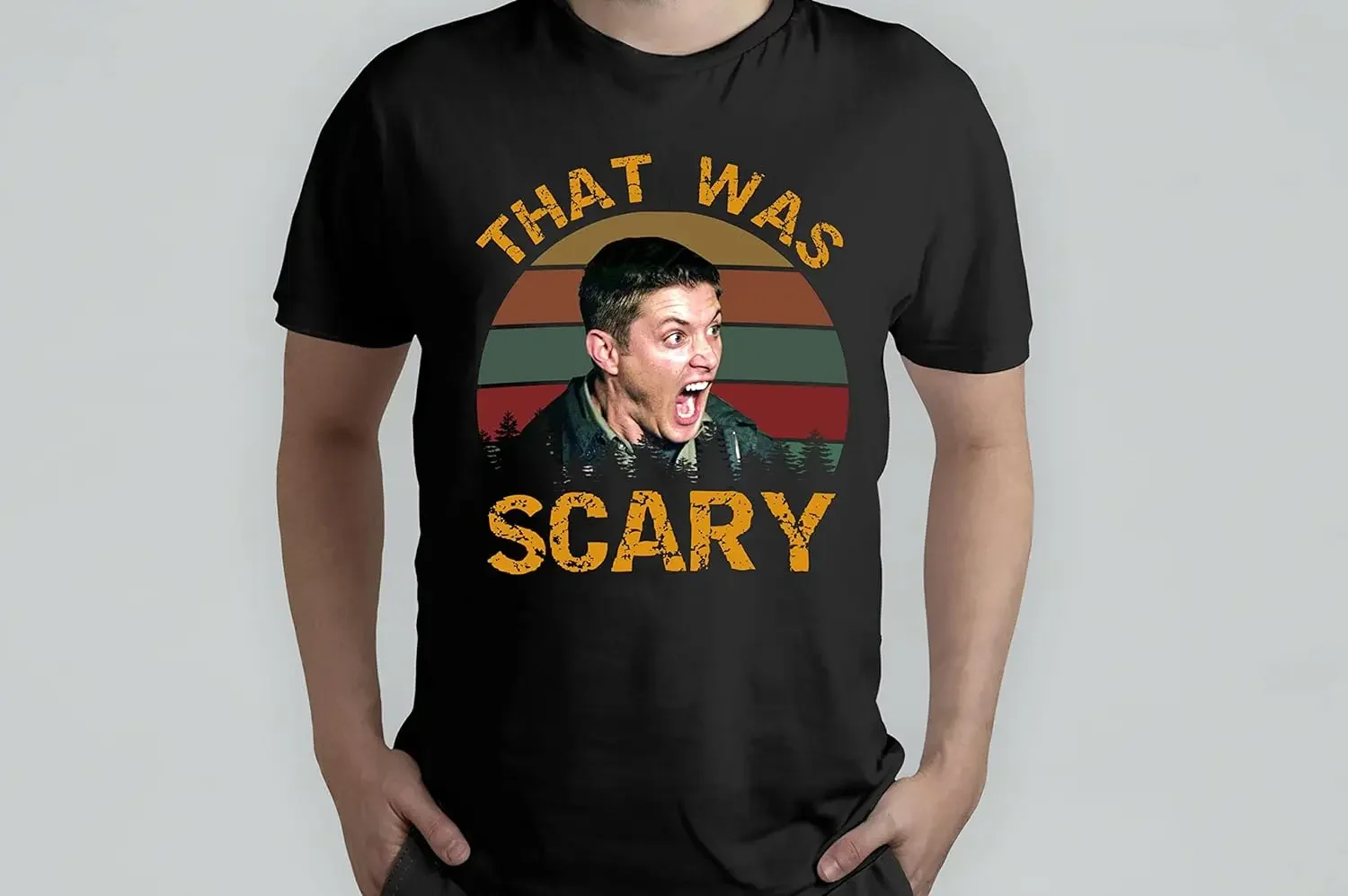 Supernatural Dean Winchester That was Scary Vintage Sunset T-Shirt