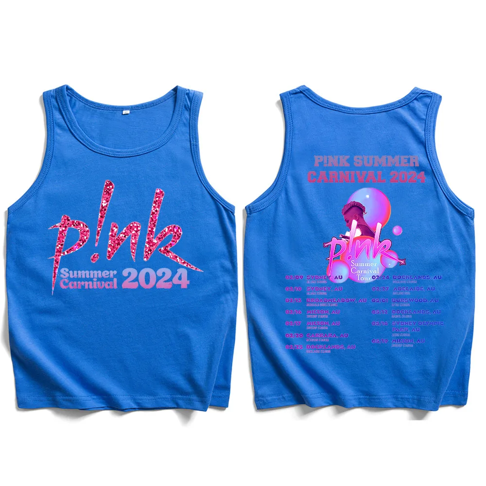 P!nk Pink Singer Summer Carnival 2024 Tour Tank Tops Vest T-Shirt Man Woman Streetwear Fans Gift Tops