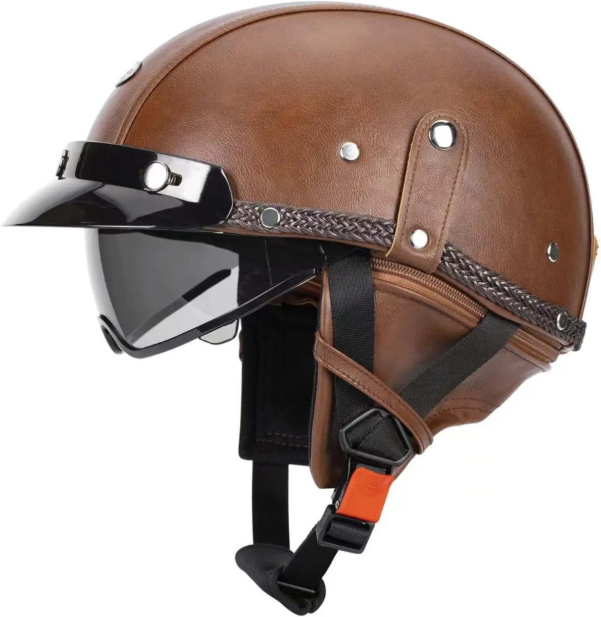 

Half Helmet Motorcycle Men Women Adult Open Face Motorcycle Helmets with Sun Retractable Visor DOT Certified