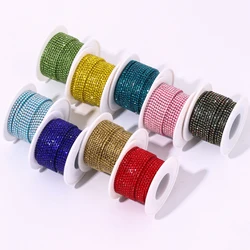 DUCRYSTAL 2Yards Crystal Rhinestone Chains 2mm Color Flatback Base Trimming Chain Rhinestone Glass Chains for Sewing Craft