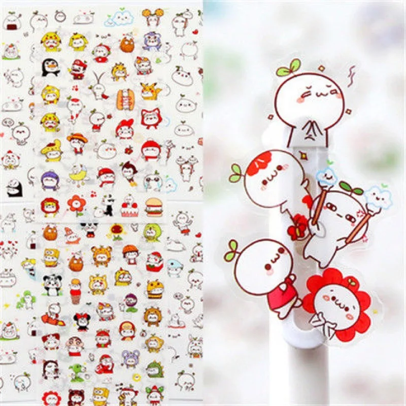 6Pcs/Lot Waterproof Cartoon Transparent Pvc Stickers DIY Hand Account Diary Decorative Stickers Kawaii Phone Cup Stickers