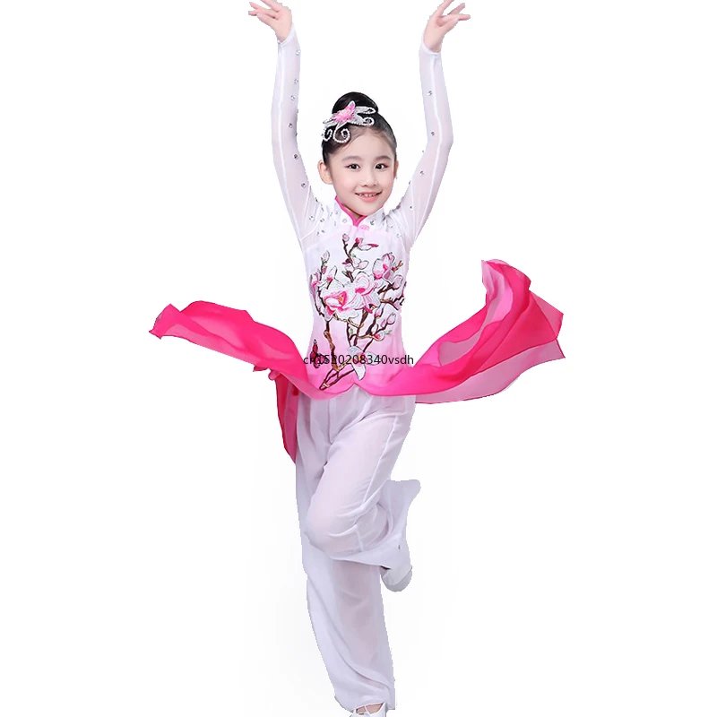 Chinese costume hanfu new children's classical stage costumes umbrella dance ethnic girls Yangko clothing fan dance