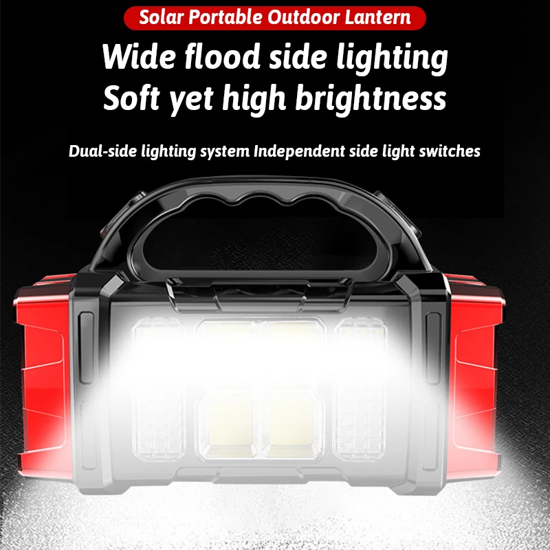 Doble Color + fuente de luz Dual Solar recargable 16 luz LED función de banco de energía USB multiinterruptores iluminación exterior portátil