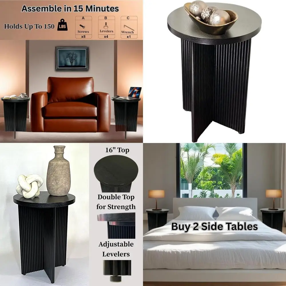 

Natural Oak Wood Small Round Side Table with X Base and Double Veneer Top, 22.5, Includes Levelers