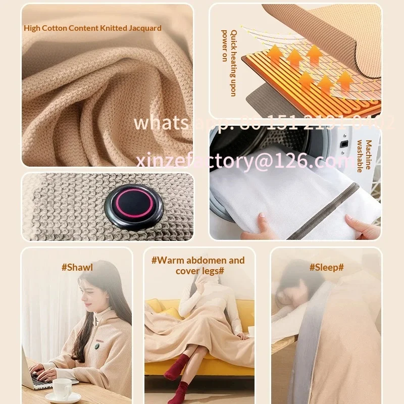 

Customizable USB Charging Heated Shawl, Electric Warming Blanket Washable for Home, Office, and Outdoor Use