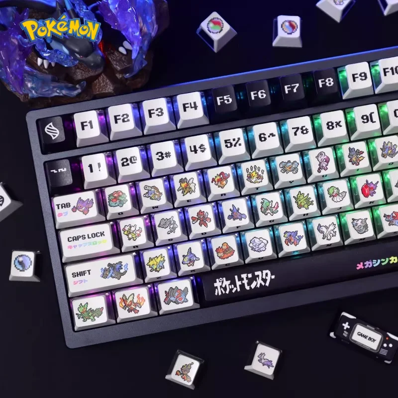 

Cartoon Anime Pokemon Keycap PBT Material Three sided Transparent for mechanical keyboards, magnetic cross axis replacement keys