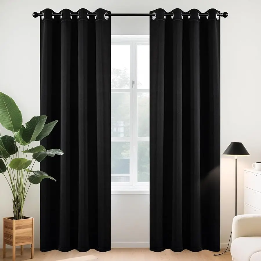 

Blackout Curtains for Bedroom 84 Inch - Black Out Curtains with Grommets Thermal Insulated Room Darkening Light Blocking, Noise