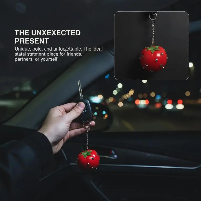 Kreativer Y2K 3D Tomaten-Schlüsselanhänger, Frucht-Anhänger für Taschen, ideales Geburtstagsgeschenk für Frauen und Mädchen – Detail 3