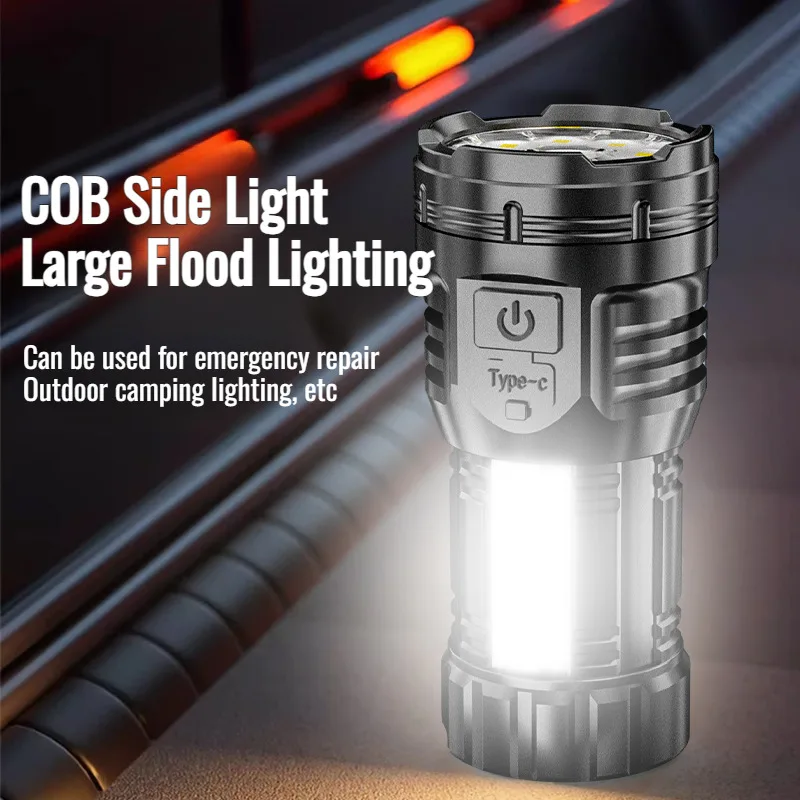 مصباح يدوي مغناطيسي قوي عالي الطاقة مصباح ليد جيب USB قابل لإعادة الشحن COB مقاوم للماء مصباح إضاءة صغير محمول فلاش التخييم