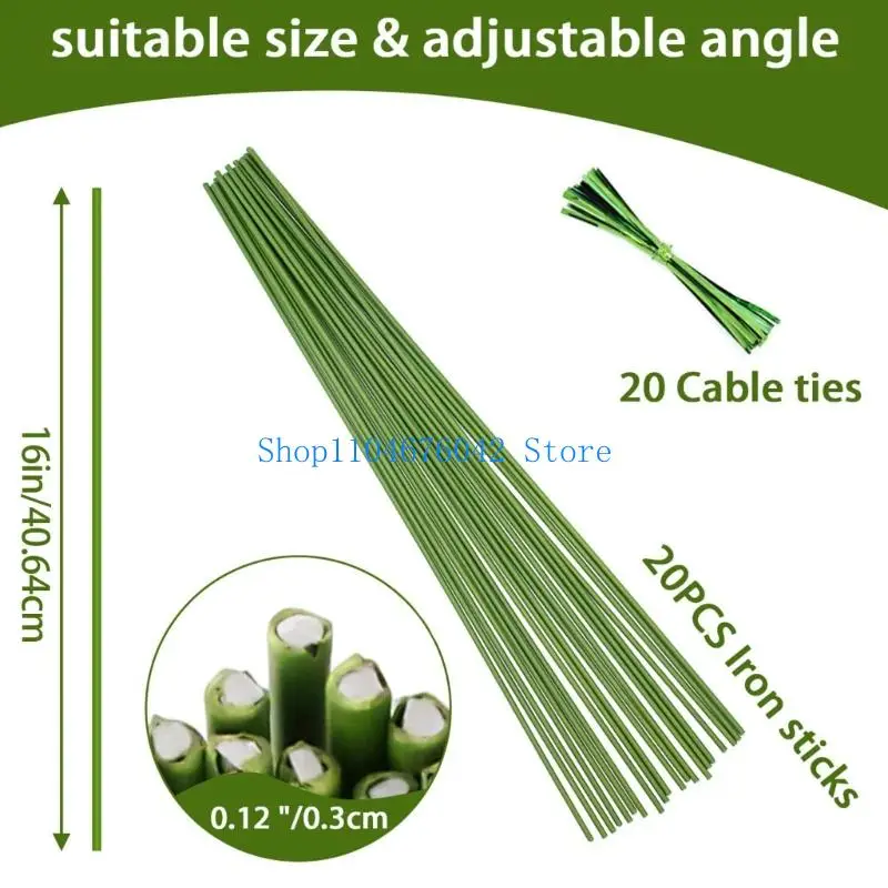 حزمة 5asd مكونة من 20 أوتاد دعم نباتية مرنة لورود الأوركيد وغيرها من النباتات الجذعية الفردية