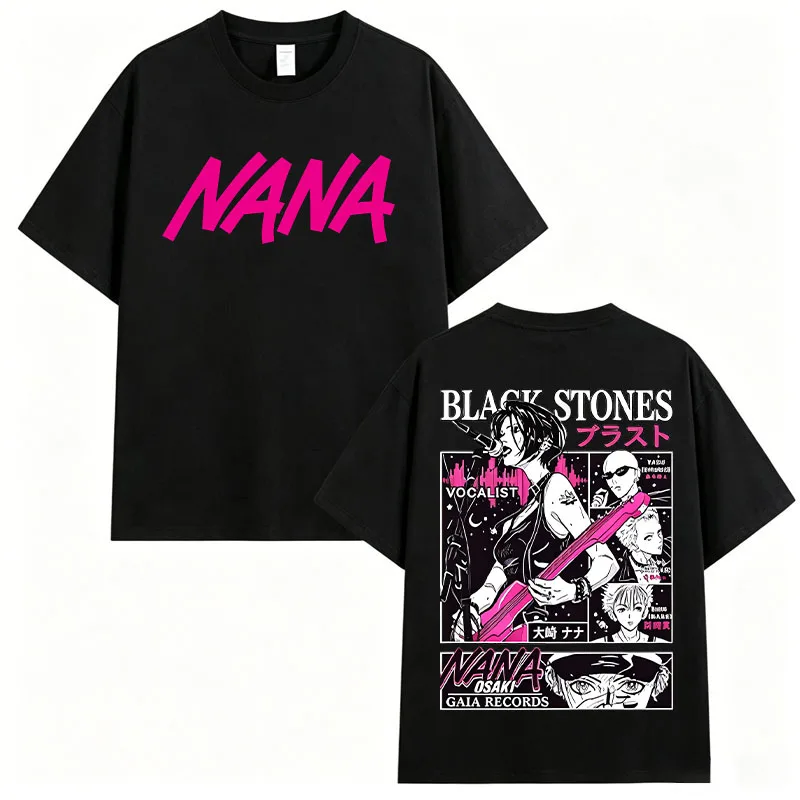 NANA Hip-Hop T-Shirt für Männer und Frauen, Anime-Cartoon-Druck, Kurzarm-Oberteil, Sommer-Outdoor-Mode-Sport-T-Shirts für Damen und Herren