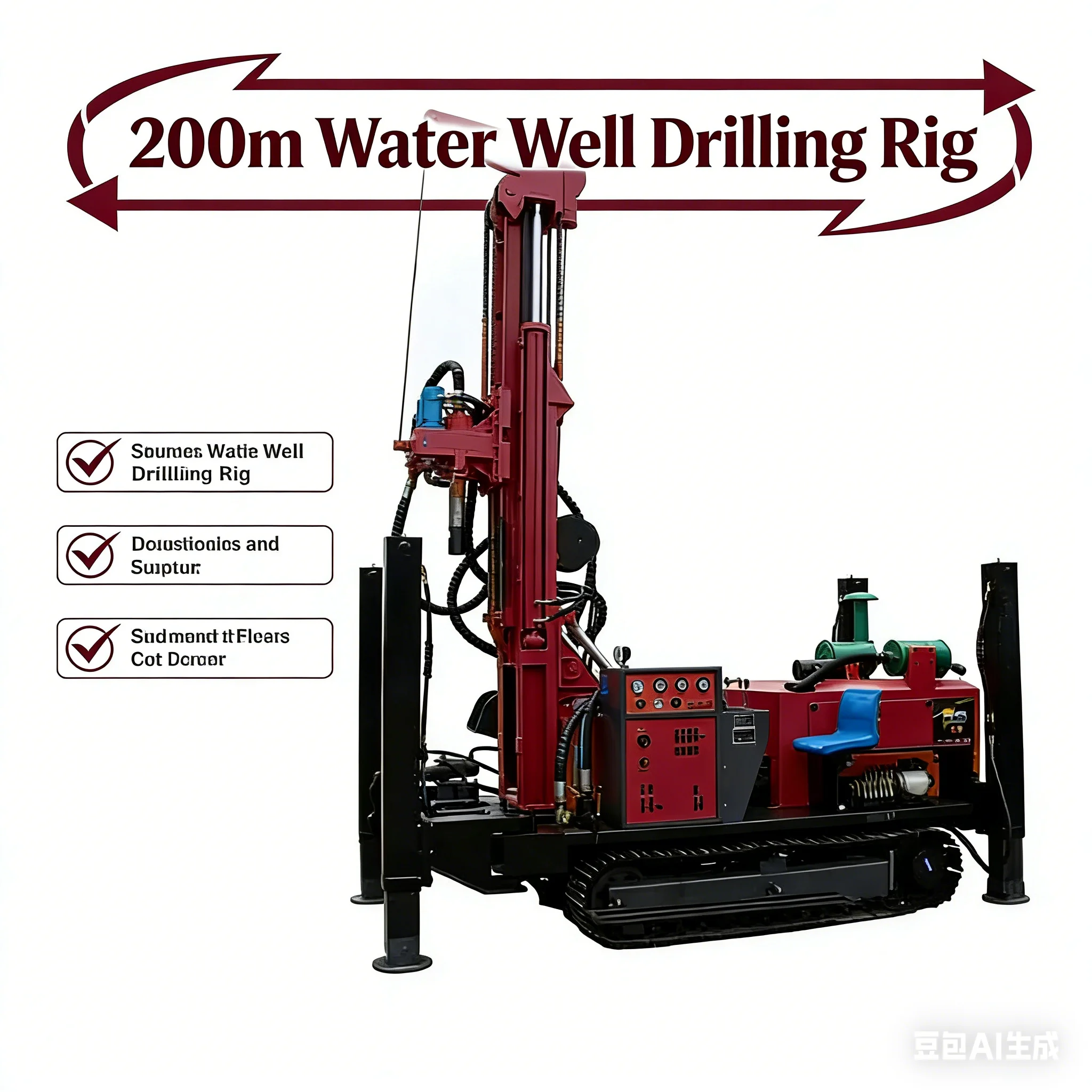 Customized Factory Hot Sale 200m Depth Deep Borehole Drilling Rig Water Well Drilling Rig Machine For Sale For Various Water Wel