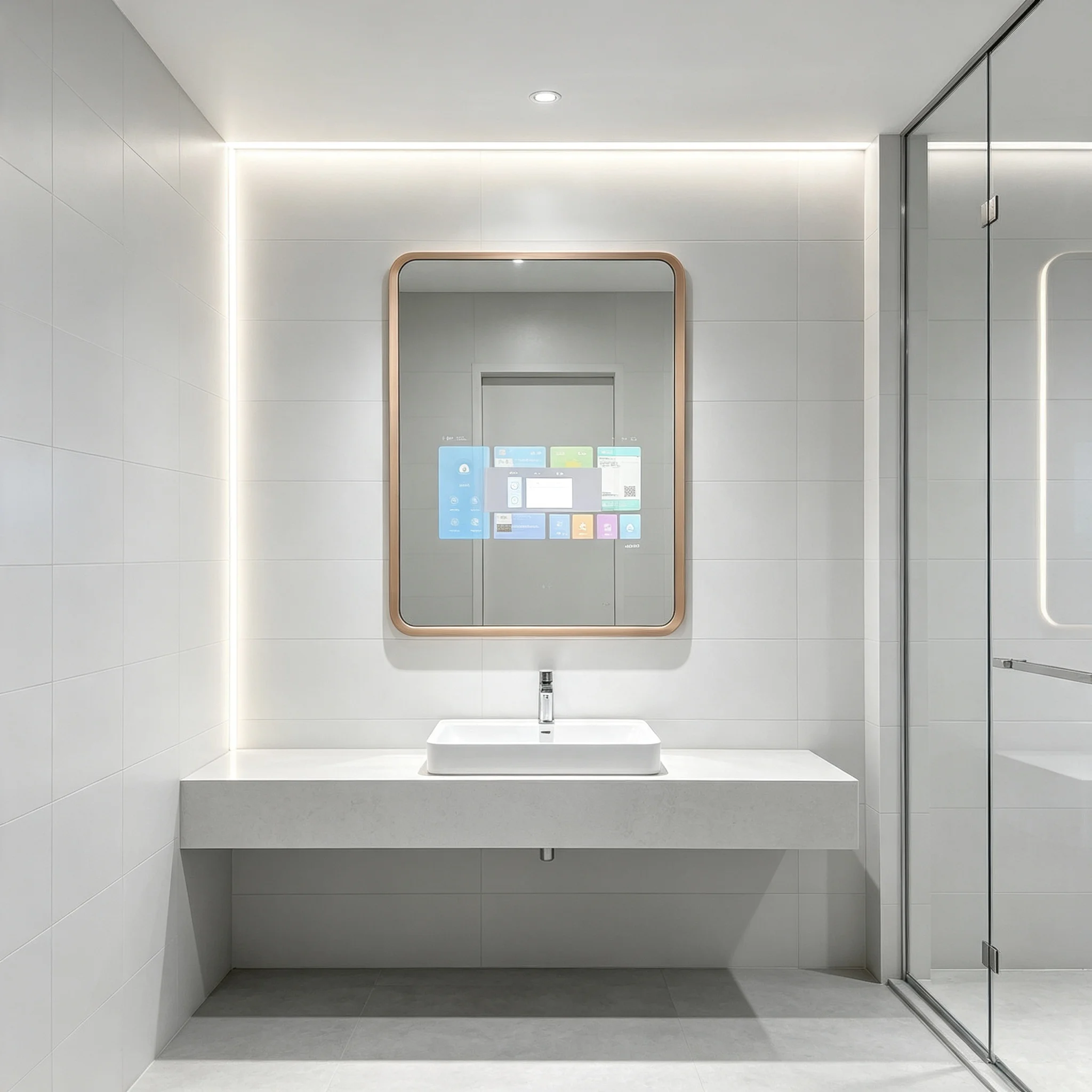 Data Visual Smart Bathroom Mirror With TV Screen Aluminum Frame Easily Monitor Health Status
