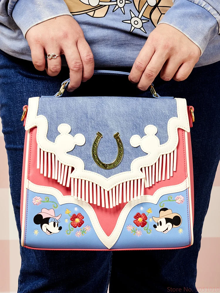 2024 new genuine Disney capacity Mickey cowboy bag backpack canvas bag Minnie tote bag crossbody bag backpack