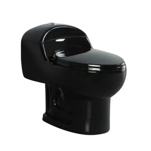 modern shiny and matte black design toilet floor mounted inodoros one piece closet with slow down seat cover