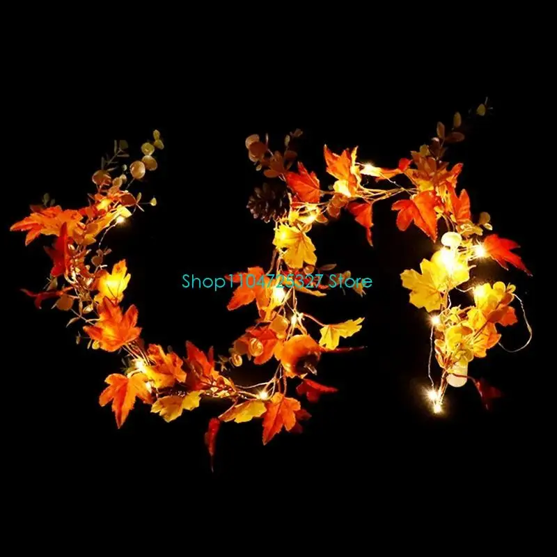 

D8KF Artificial Fall Maple Leaves Ornament Autumn Garland Decor for Garden