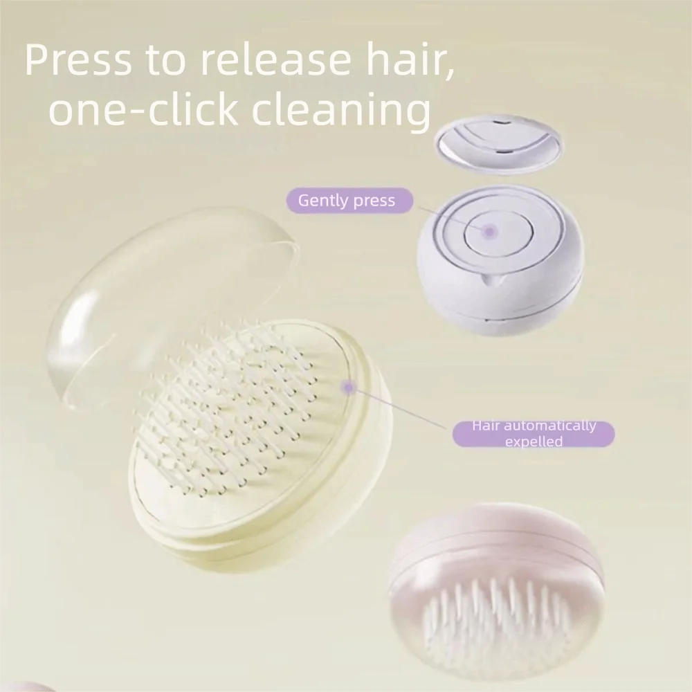 

One-click Self Cleaning Air Cushion Massage Combs With Mirror Anti-Static Portable Hair Comb Retractable Pressing