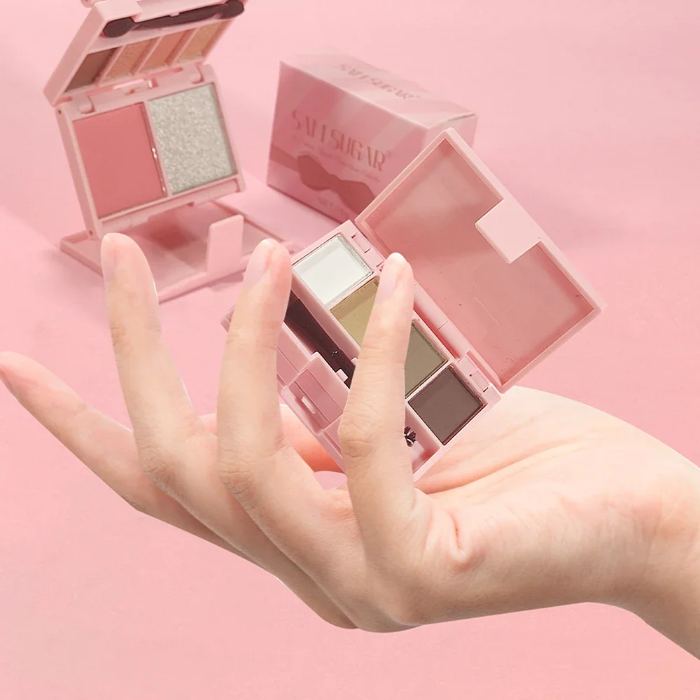 ミニ三つ折りメイクアップトレイ豊富な色合いのアイシャドウパレット防水長持ちポータブルハイライターブラッシュコントゥアパレット