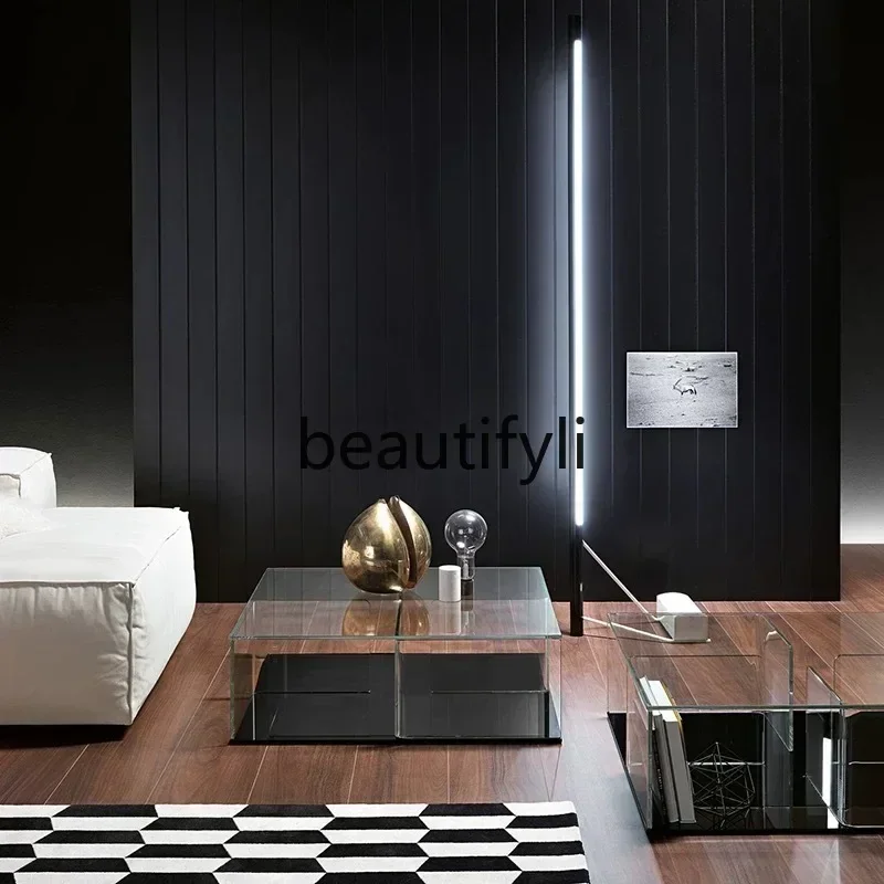 

Q181 Italian imported glass coffee table living room meeting square coffee table transparent creative low table simple