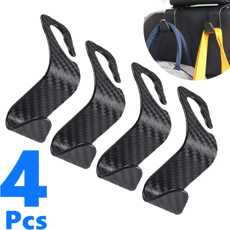 Car Seat Back Hooks Trunk Organizer Vehicle Headrest Hanger Clips Durable Truck Handbag Storage Hanger Car Accessries 1/2/4Pcs