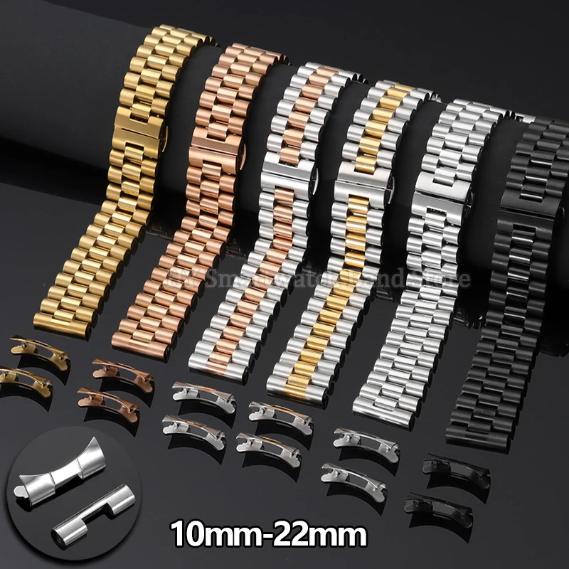 10/12/13/14/16/18/20/21/22mm Bracelet de montre en acier inoxydable pour Seiko pour Rolex extrémité incurvée Bracelet en métal hommes Bracelet de luxe accessoire