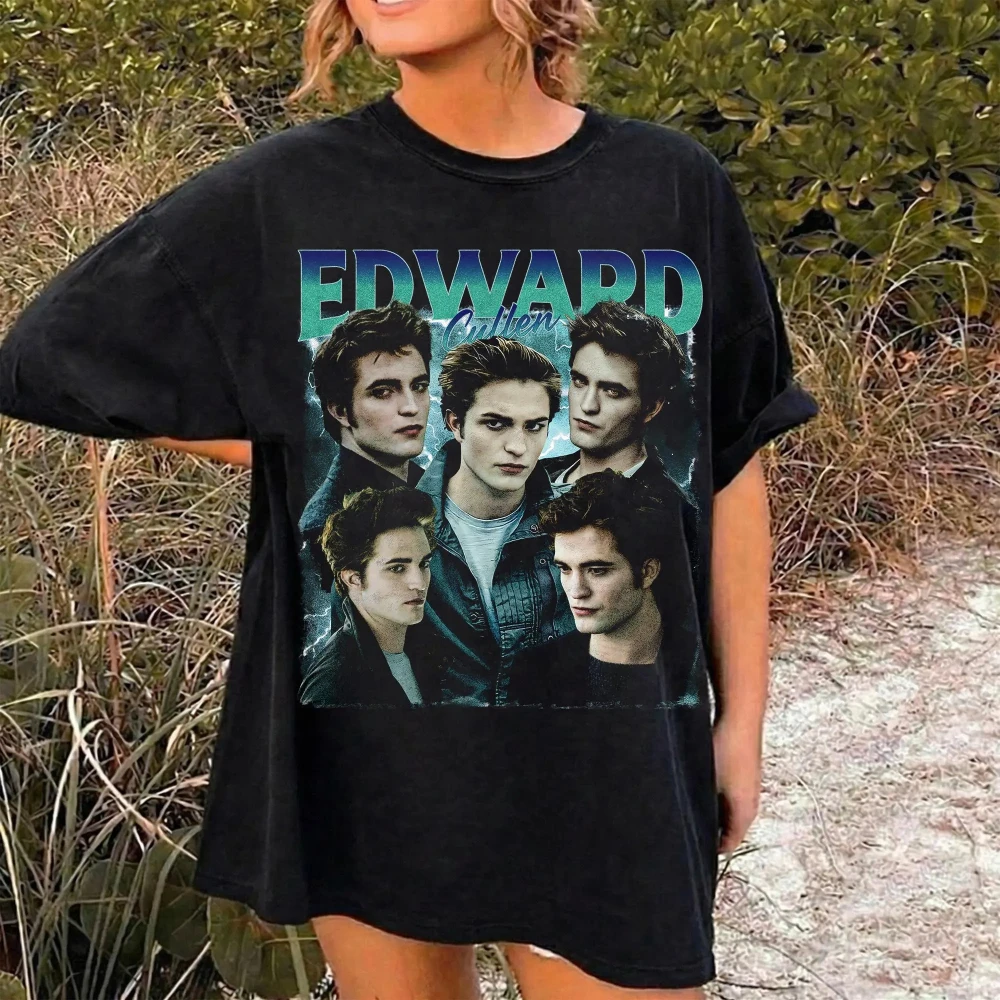 Vintage 90s Edward Cullen Shirt Vampire Movie Tee Robert Pattinson Shirt Gift for Her Women's T-shirts for Summer