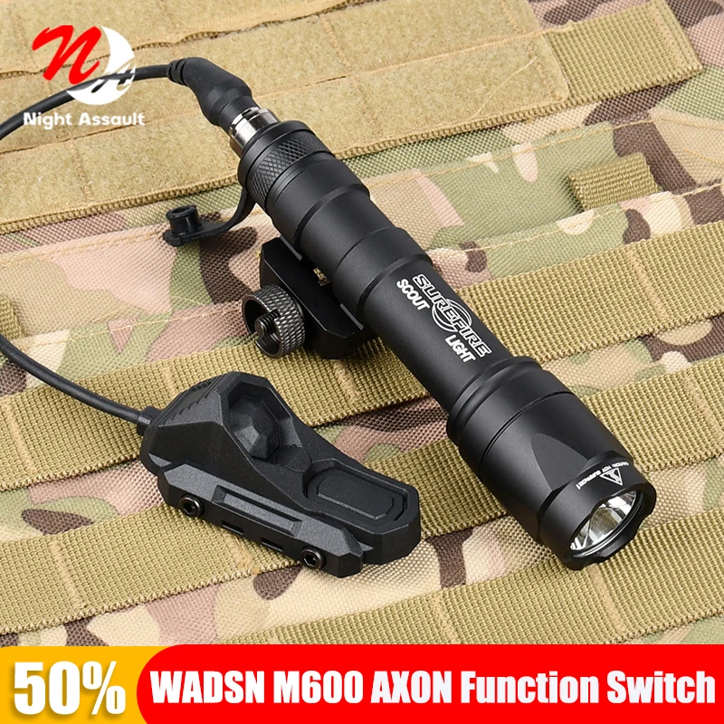 Wadsn Tactical M600C Metal Flashlight M300 Hunting Scout Light UNAXON Dual Function Pressure Switch Fit 20mm Rail Mlok Keymod