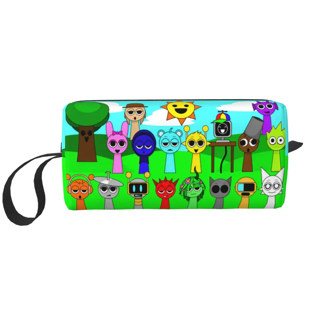 Sprunki Incredibox Grey Oren Funbot Makeup Bag Large Cosmetic Bag for Men Women Beats Game Toiletry Bag Accessories Organizer