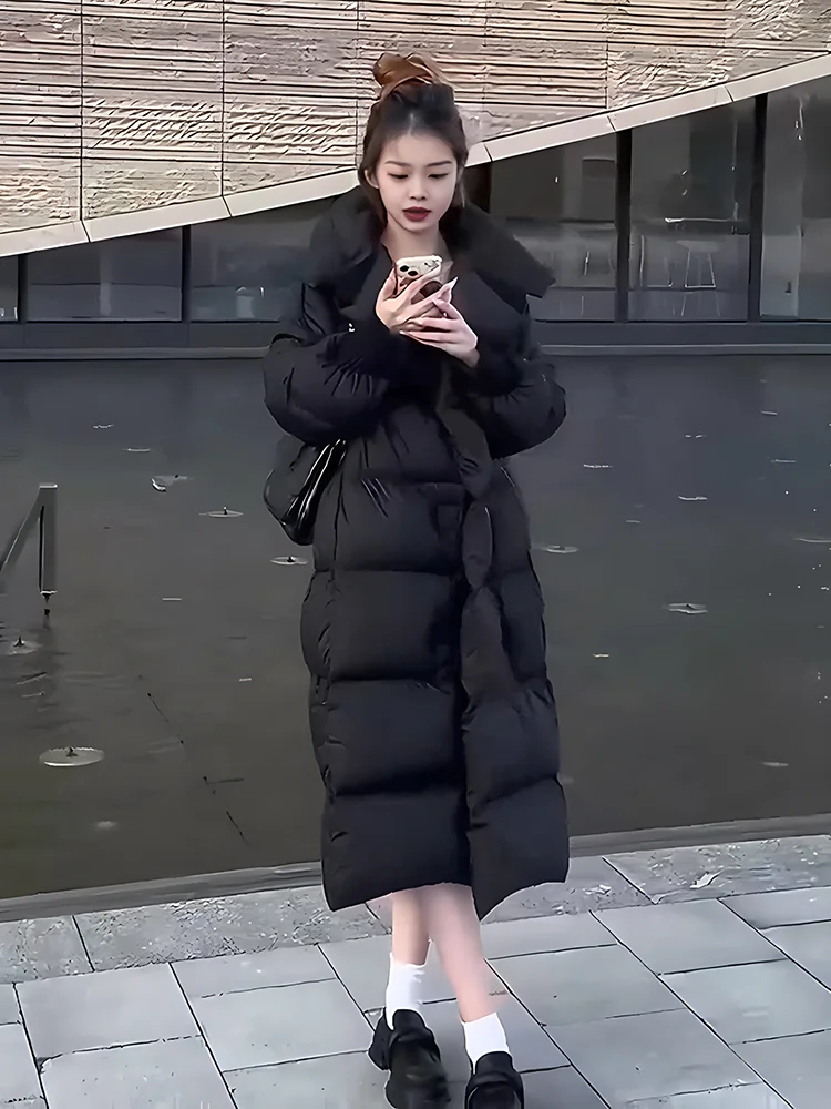 

Faionable Thiened White Du down Jaet Women's Winter Coat Warm Collar Commute Sle Mid-Length Padded Coat