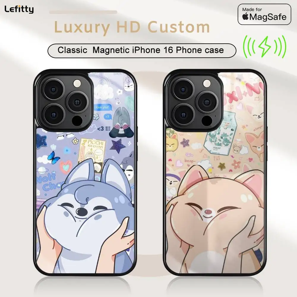 حافظة هاتف كارتونية لطيفة K_K-KidsS MagSafe مغناطيسية لهاتف آيفون 16 15 14 13 12 11 Pro Plus Max شاحن لاسلكي صغير Funda #2