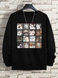 16 Sheets Meme Cats Puzzle Men Hoody O-Neck Clothes Harajuku Loose Sweatshirts Casual Oversized New Fashion Autumn Fleece Tops