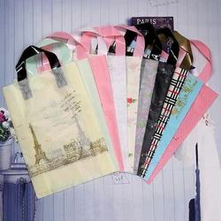 Shopping Frosted Plastic Bags with Handles, Clothes Storage Bag, Wedding Plastic Handle Pouch, 30x20 + 8cm 35x25 + 8cm, 10Pcs