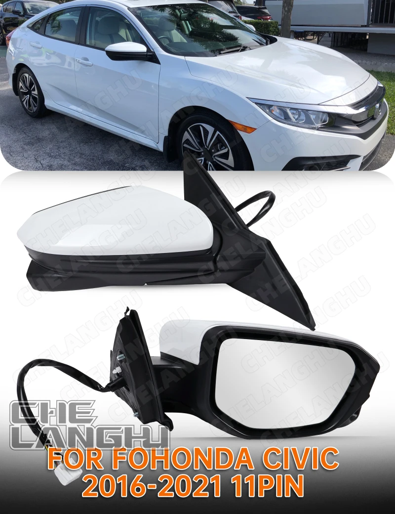 1Pc Right Passenger Side Door Mirror Glass For Honda Civic 2016 2017 2018 2019 2020 2021 Car 11 Pins Mirror Assembly With Camera
