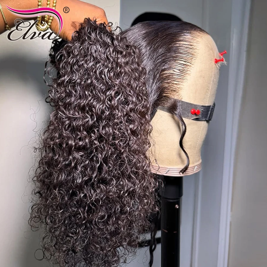 Elva Burmese Curly 13x6 HD Transparent Lace Frontal Human Hair Wigs Ultra Fitted Preplucked Water Wave Wigs For Women Melt Skin