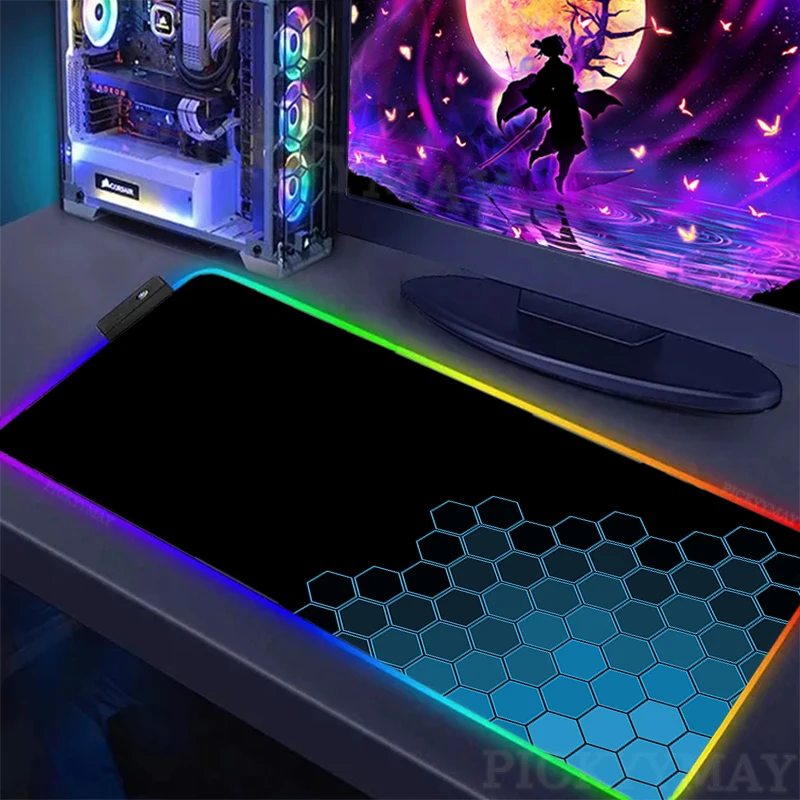 Geometric RGB Mouse Pad 900x400 Large Gamer Mousepads LED Gaming Mousepads Mouse Mat Backlit Laptop Pads Luminous Keyboard Mats