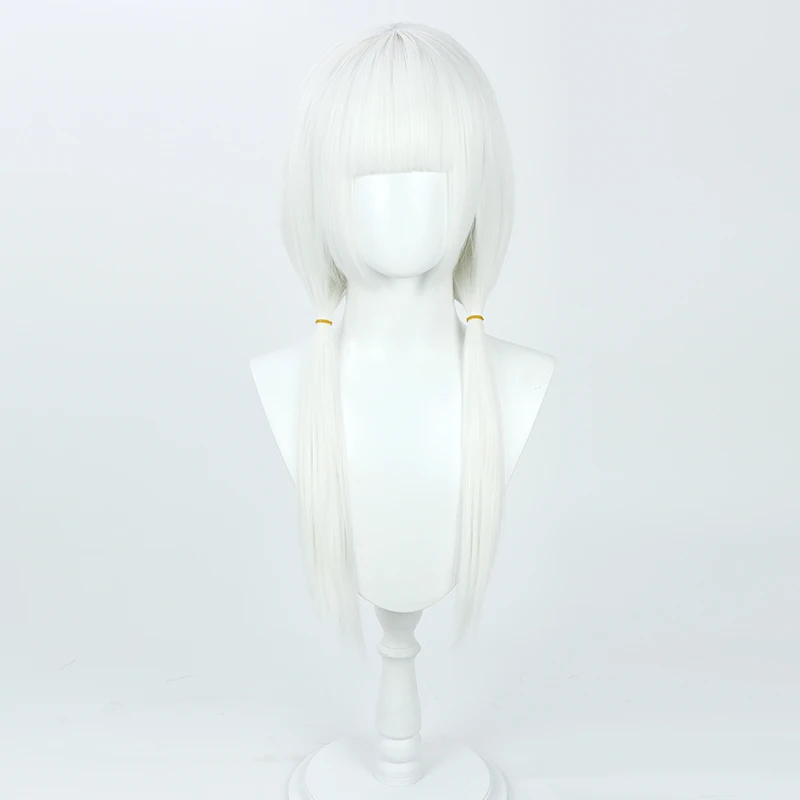 Parrucche cosplay Kafu per capelli sintetici Anime Virtual YouTuber Kafu Halloween 60 cm Parrucca bianca lunga diritta da donna resistente al calore