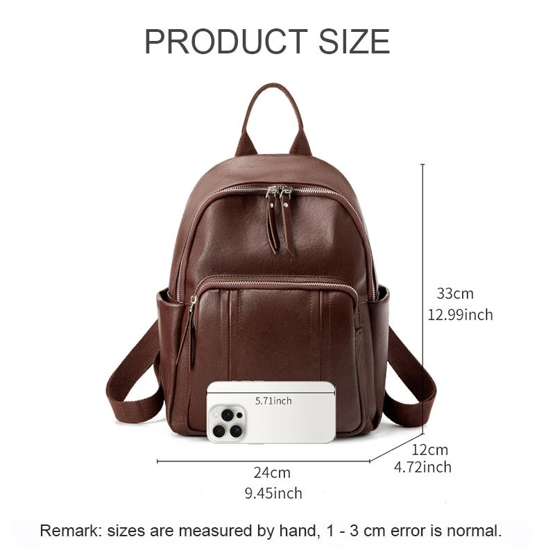 New Lady Commuting Top Layer Vegetable Tanned Cowhide Backpack Girls Large Capacity Multi Purpose Travel Shoulder Bag for Women